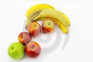 Sunny fruit mood: bananas and apples