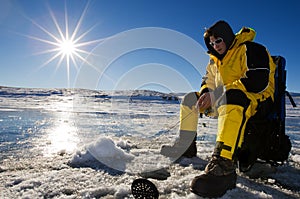 Sunny ice fishing