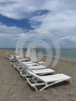 Sunny Isle Beach, Florida lounge chairs and umbrellas