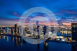 Sunny Isles Beach Florida USA twilight aerial panorama