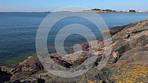 Sunny Jule day on the shore of the Gulf of Finland. Finland, Hanko