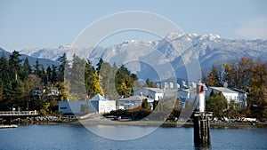 Sunny morning in harbor near Stanley park