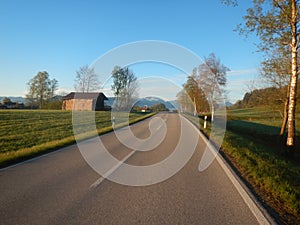 Sunny morning in alpine countryside photo