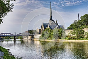 Sunny morning by the Grand River in Cambridge, Canada