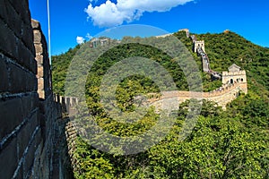 Sunny morning at the great wall in China photo