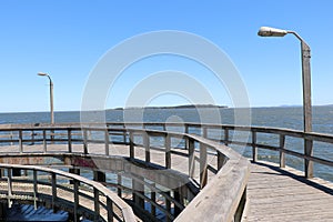 Sunny morning on the Mansa beach Pier