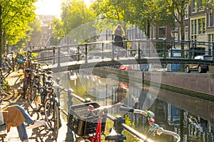 Sunny Morning on the Small Amsterdam Canal