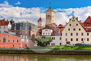 Sunny old Town of Regensburg, Bavaria, Germany