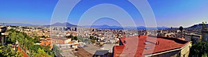 Sunny panorama of the center of Naples from the Capodimonte hill, Italy photo