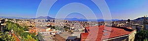Sunny panorama of the center of Naples from the Capodimonte hill, Italy