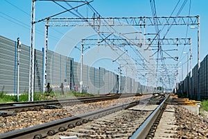 Sunny railway landscape