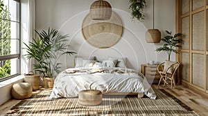 Sunny scandinavian Bedroom With Natural Decor Elements
