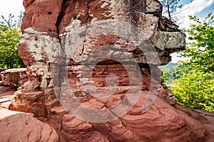 Sunny scenery of the Devil`s Table in Hinterweidenthal, Germany