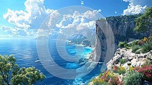 Sunny seaside cliffs