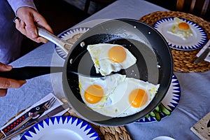 Sunny Side Up Eggs in a Pan