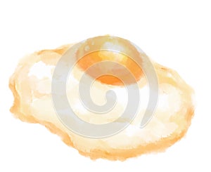Sunny side up fried egg protien brealfast watercolor painting food