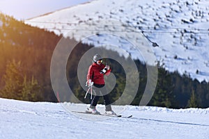 Sunny Ski Day Selfie: Adventurous Woman Snaps Photo While Shredding the Mountain