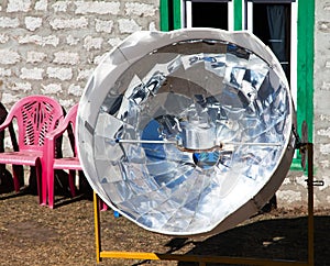 Sunny solar cooker, Everest area, Nepal photo