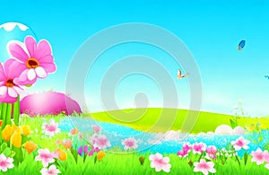Sunny Spring flower background Easter landscape