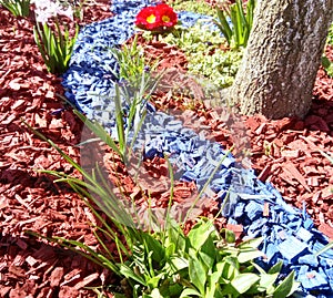 Sunny Spring garden with mulch