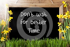 Sunny Spring Narcissus, Chalkboard, Quote Not Wait Better Time