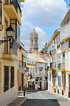 Sunny street of Spanish city Cabra photo