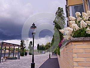 Sunny summer day with dramatic sky in Karlstad