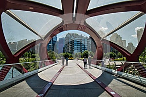 Sunny summers  day on the Peace bridge Calgary Alberta Canada