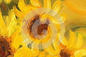 Sunny Sunflowers Oil painting on canvas.