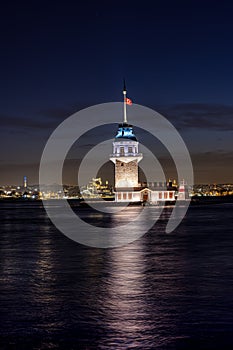 A sunny sunset over the Bosphorus with the symbol of Istanbul, the Maiden\'s Tower (Maiden\'s Tower).