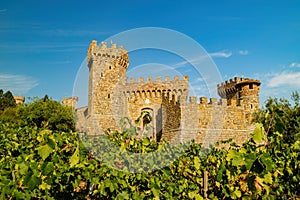 Sunny view of the 13th-century style Castello di Amorosa