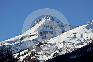 Sunny view of Austrian High Tauern Alps in winter