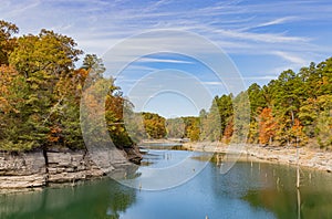 Sunny view of the beautiful fall color of Hobbs State Park-Conservation Area