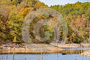 Sunny view of the beautiful fall color of Hobbs State Park-Conservation Area