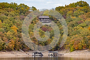 Sunny view of the beautiful fall color of Hobbs State Park-Conservation Area