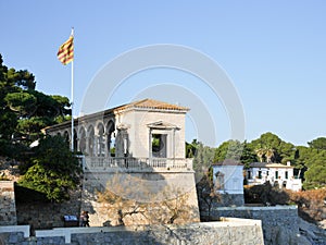 Sunny view, buildings in S`Agaro, Costa Brava, Spain