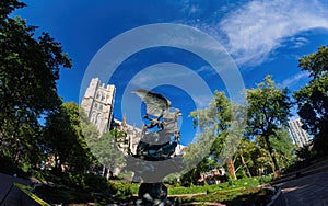 Sunny view of The Cathedral Church of St. John the Divine