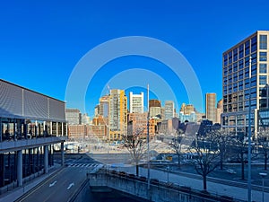 Sunny view of the cityscape of Boston