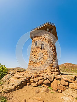 Sunny view of Lake Jed Johnson Tower