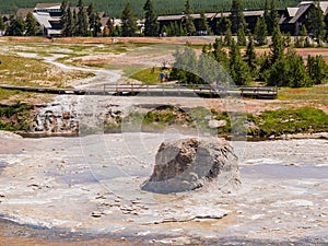 Sunny view of the landscape of beehive geyser