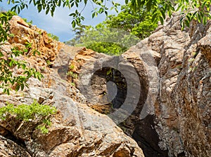 Sunny view of the Post Oak Waterfall landscape of Wichita Mountains