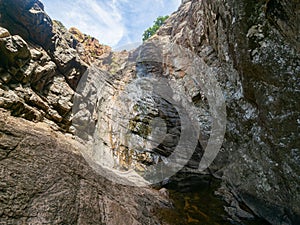 Sunny view of the Post Oak Waterfall landscape of Wichita Mountains