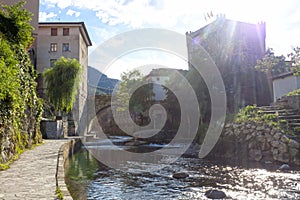 Sunny View of Potes, a village in peaks of Europe