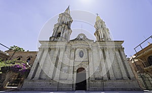 Sunny view of the San Francisco Catholic church