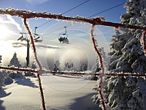 Sunny view of the ski lift