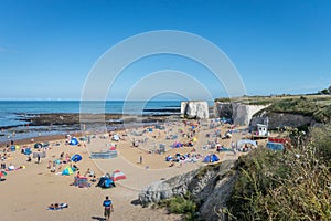 Sunny weather brought tourists and visitors to Botany Bay Beach near Broadstairs Kent