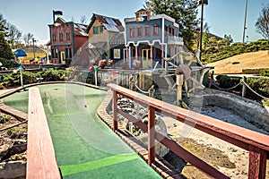 Sunny weather at mini golf course