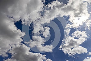 sunny weather with white clouds on a blue sky background