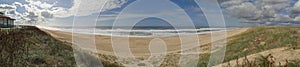 The sunny, wind-swept beach at Cap de l`Homy