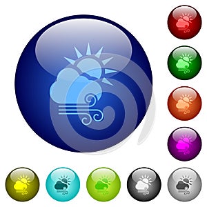 Sunny and windy weather color glass buttons